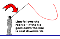 fishing instruction - the line follows the rod tip